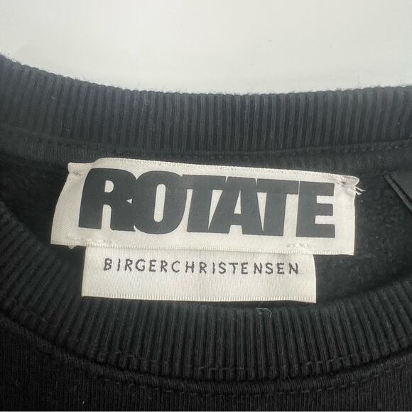 ROTATE Birger Christensen Iris Logo Organic Cotton-Jersey Sweatshirt Sz S - Picture 4 of 7